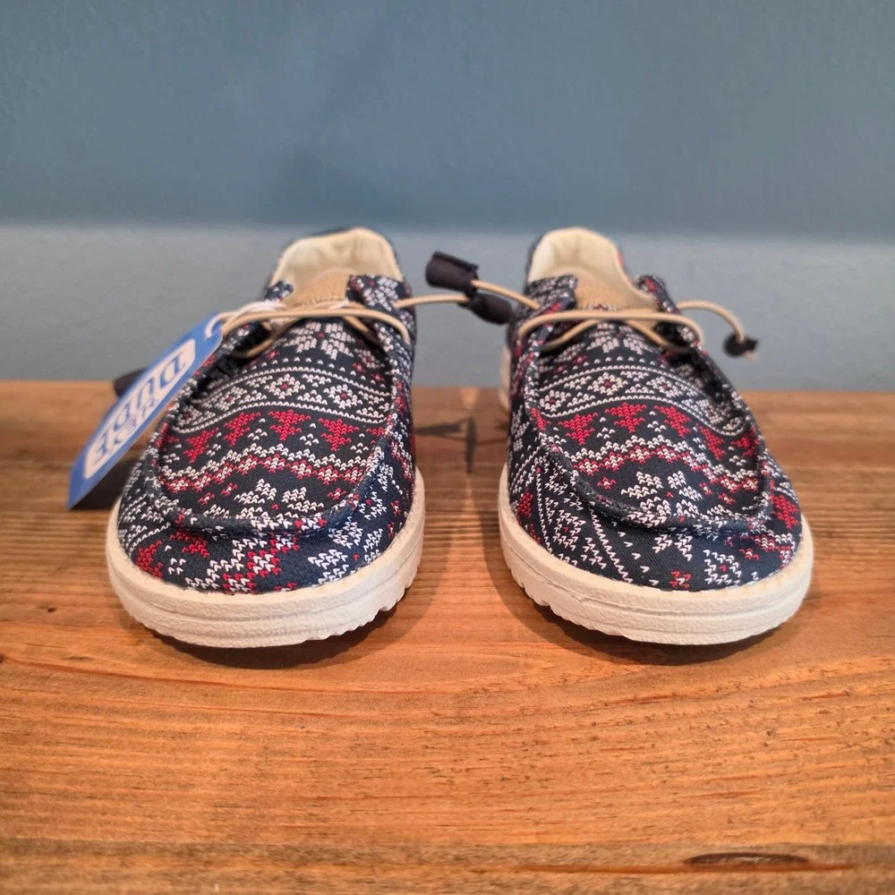 Hey Dude Womens Wendy Winter Sweater Shoes Loafers Nordic Slip On Size 9